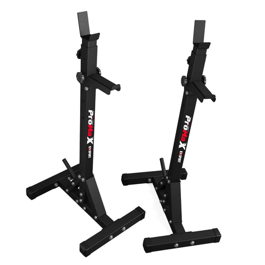 K-Sport barbell squat rack in heavy-duty steel with angled supports for stability, diagonal view