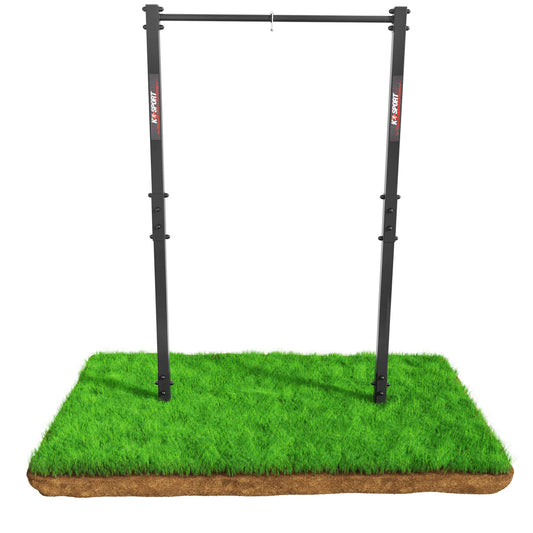 Front view of freestanding outdoor pull-up bar for home fitness and strength workouts