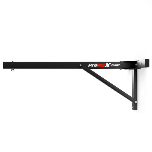 Side view of black punchbag wall bracket showing extended wall clearance