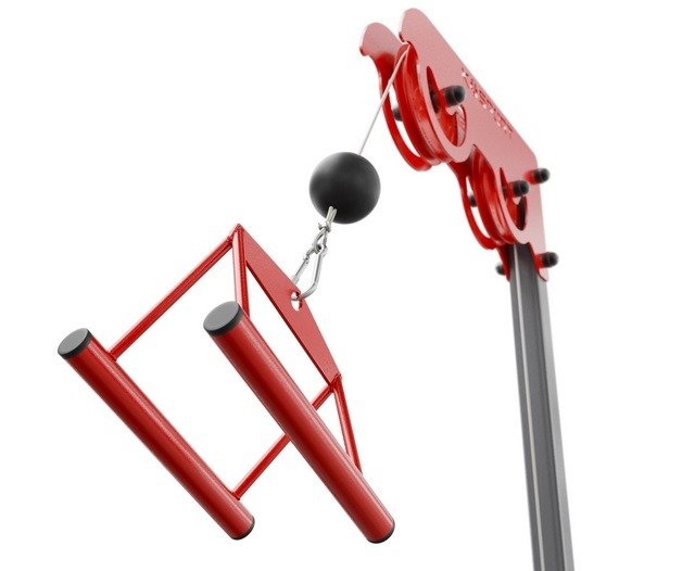K-Sport V Handle Row Handle attached to cable pulley