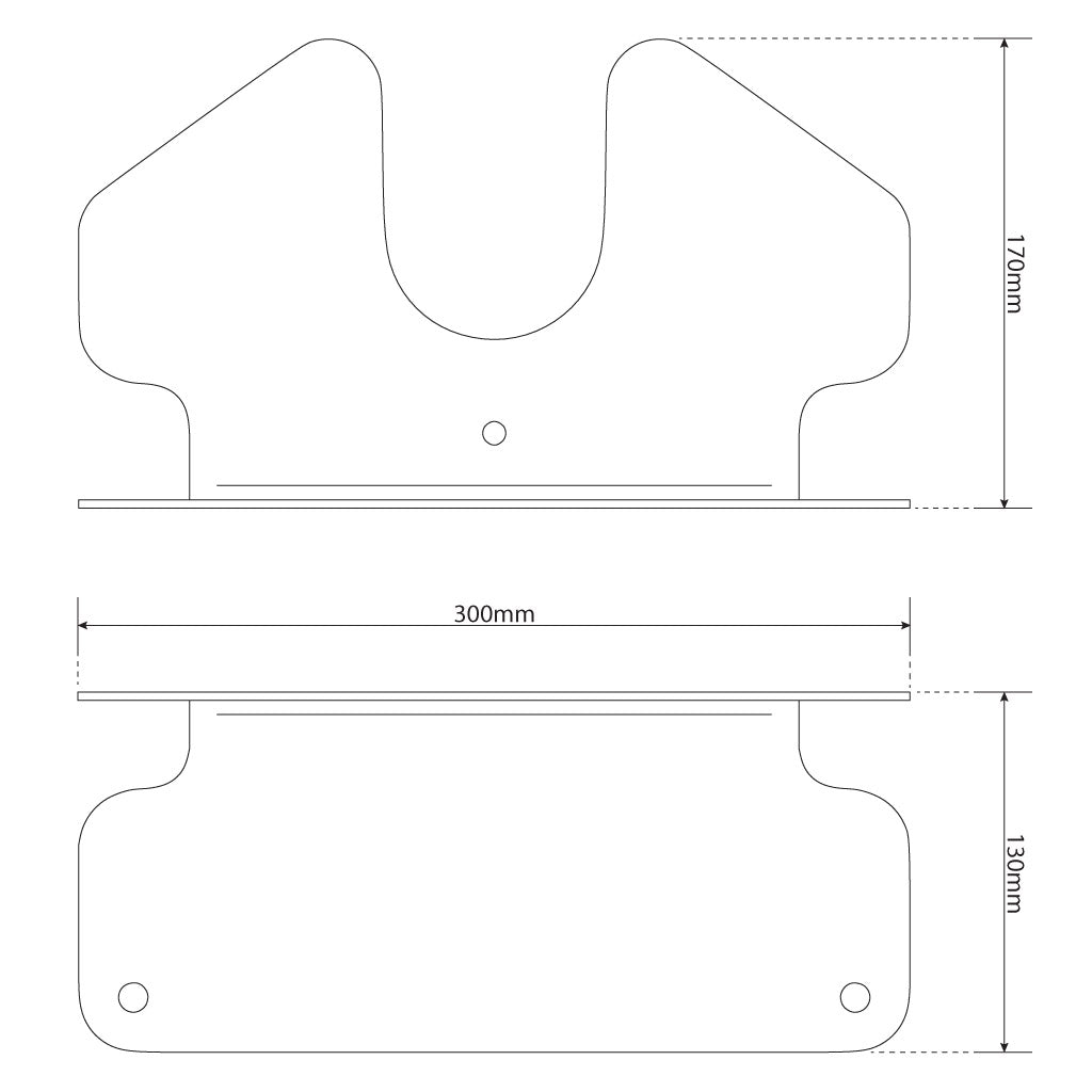 Technical dimensions of K-Sport checker plate footplate – 300 x 170 x 130 mm