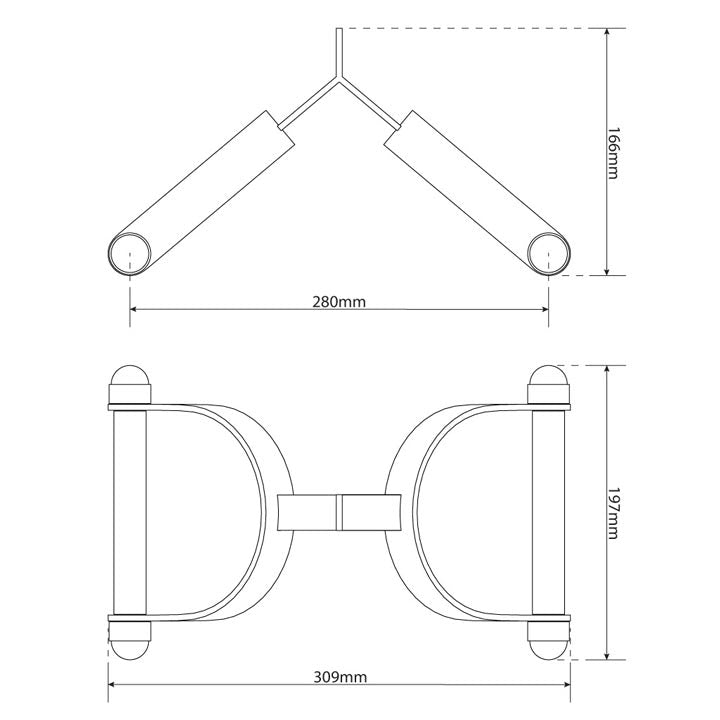 Technical dimensions of K-Sport Double Stirrup Handle – 309 x 197 x 166 mm