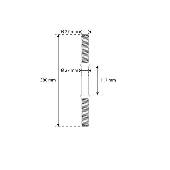K-Sport dumbbell bar dimensions with 27 mm diameter and 380 mm length