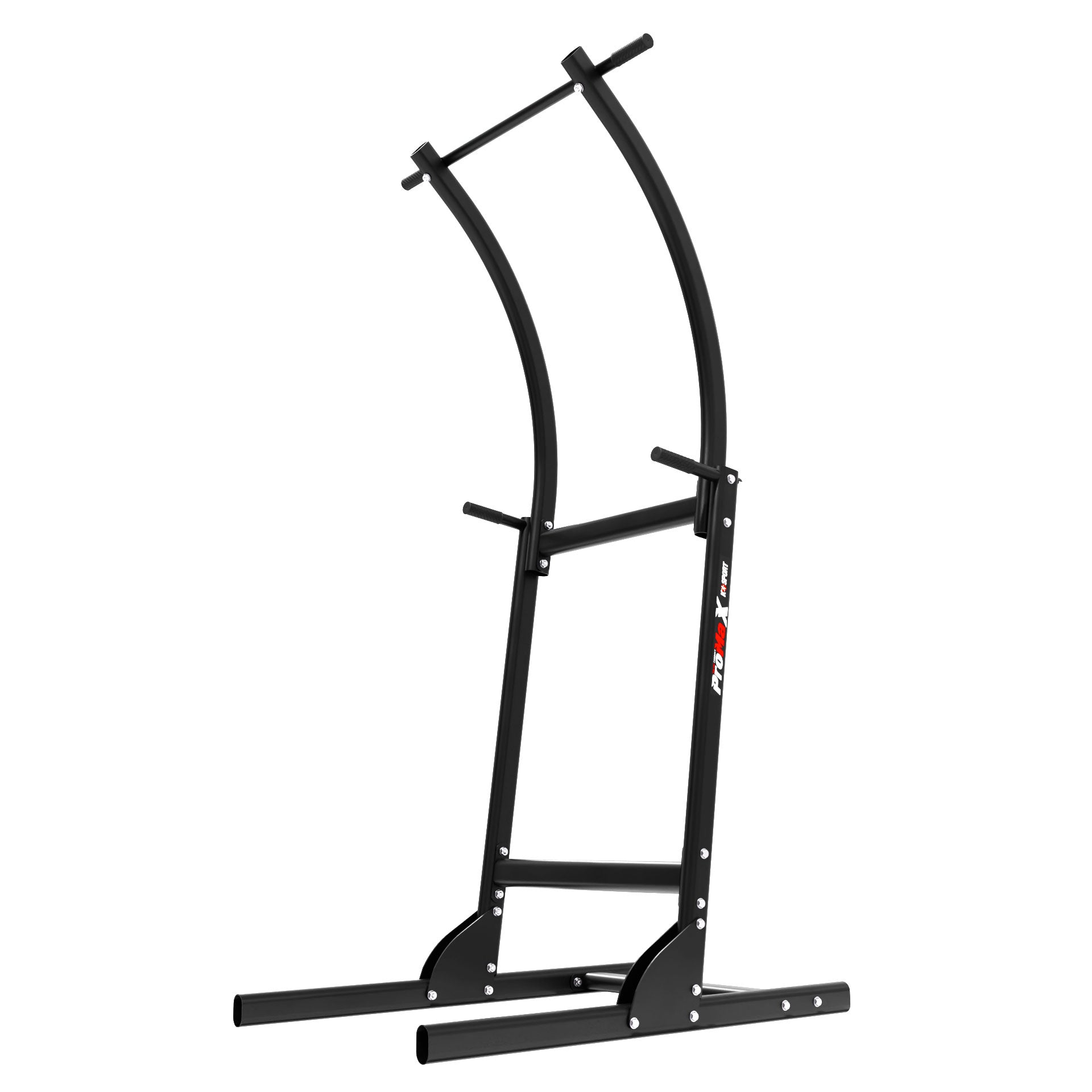 Athlete training on freestanding pull up bar and chin up stand