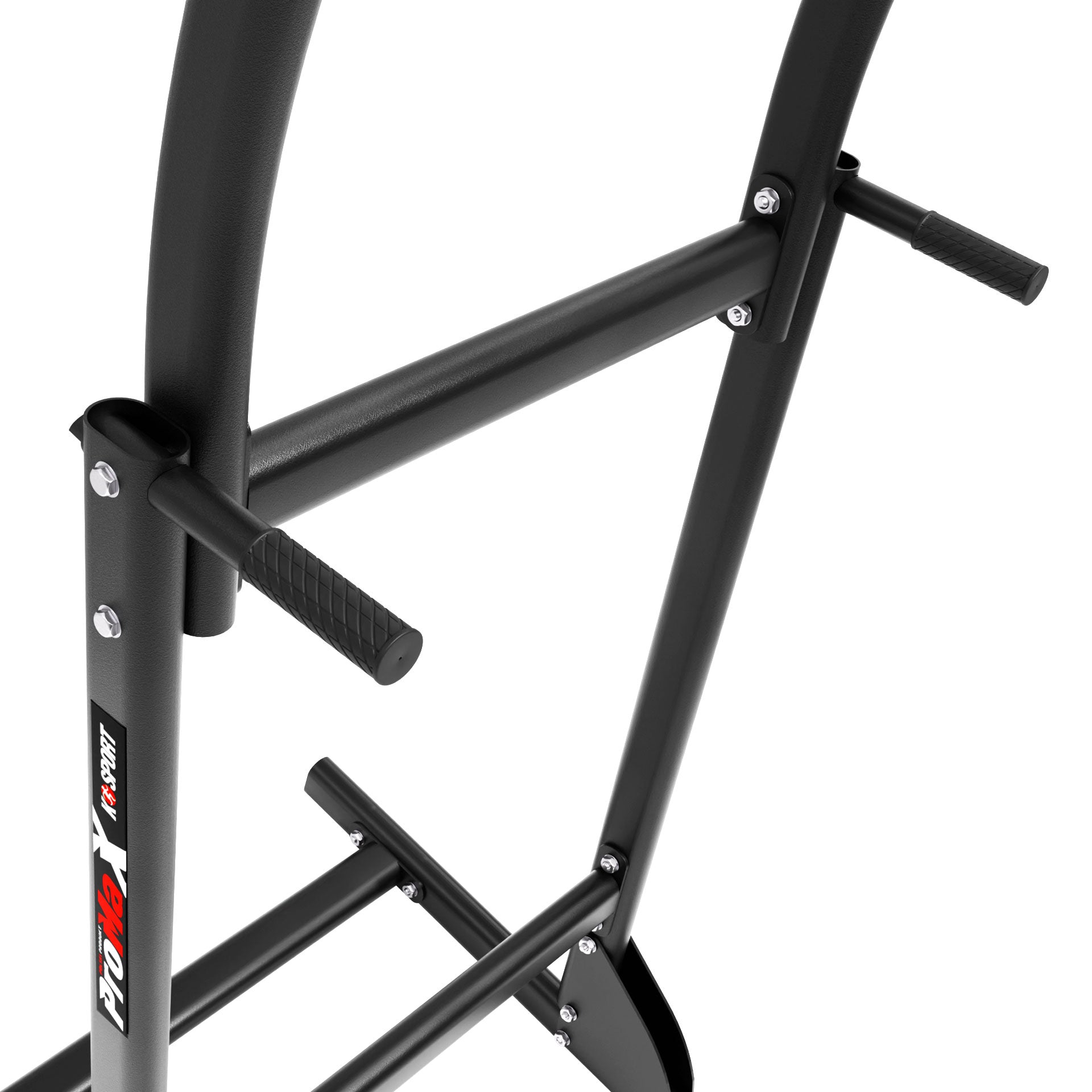 Close-up of non-slip grip handle on freestanding pull up station