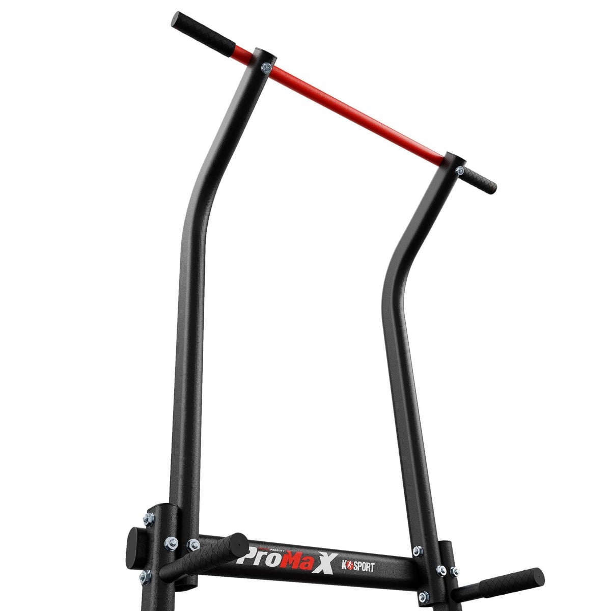 Close-up of the upper pull-up bar with rubber grips