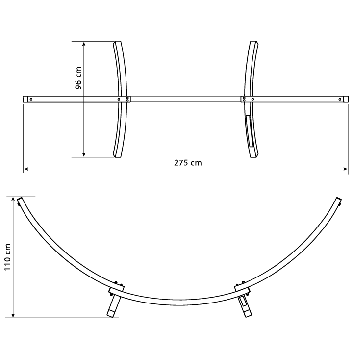 Technical dimensions of hammock with stand garden