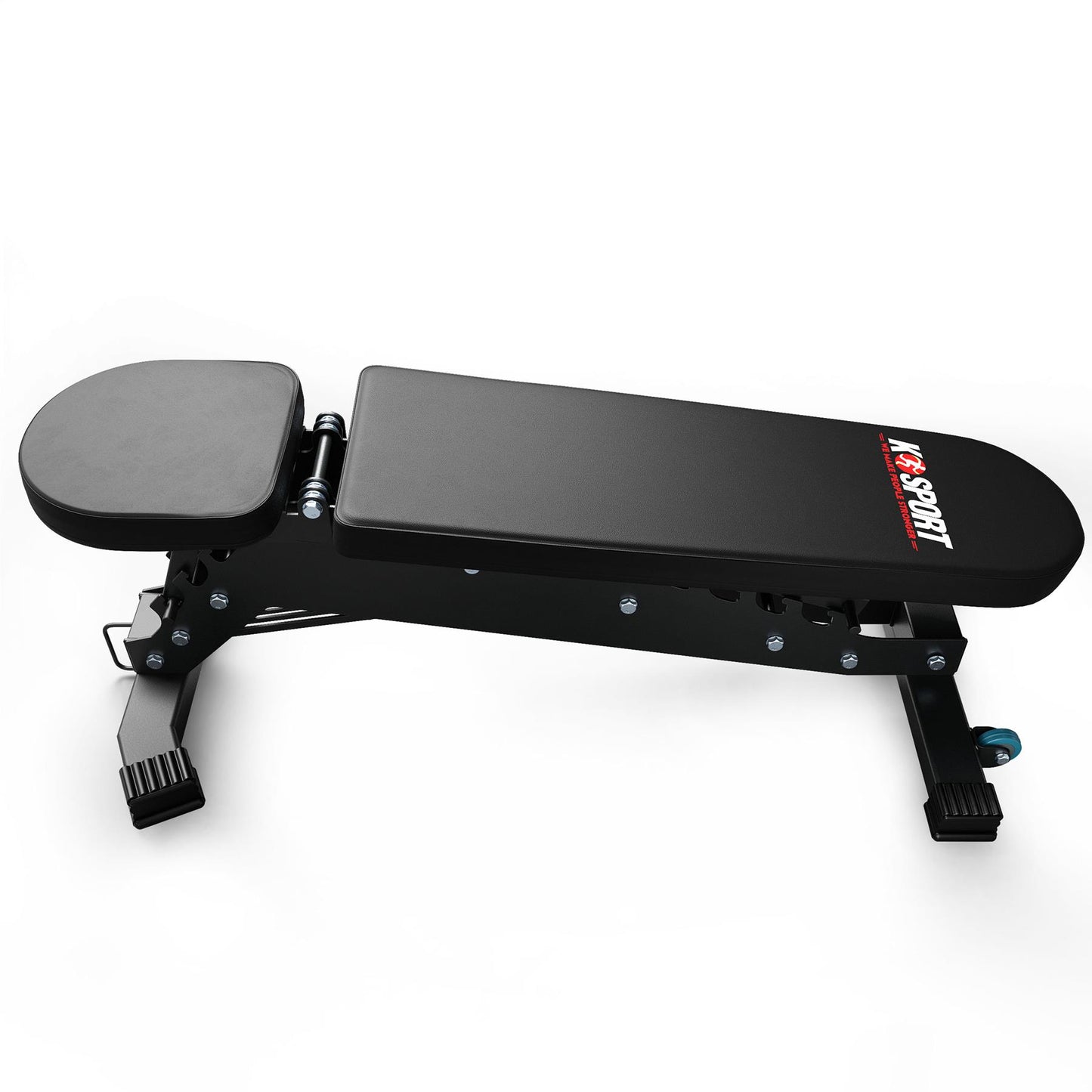 Flat position adjustable weight bench for home gym training