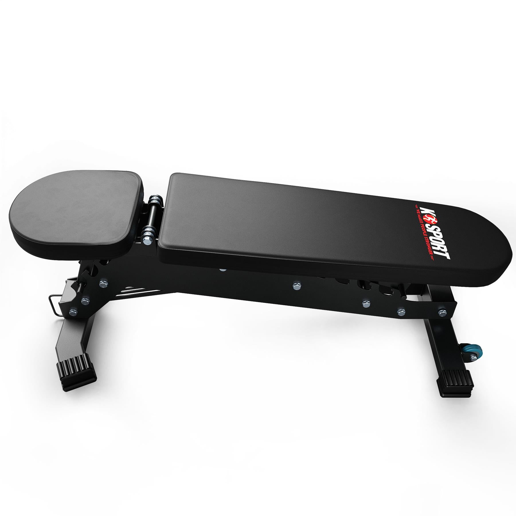 Flat position adjustable weight bench for home gym training