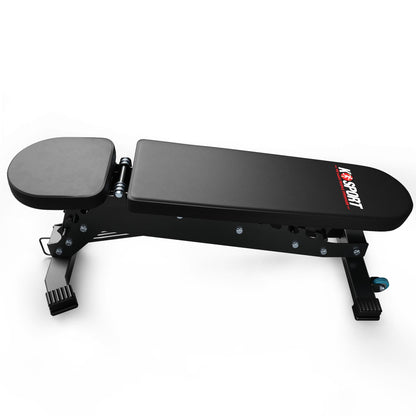 Flat position adjustable weight bench for home gym training