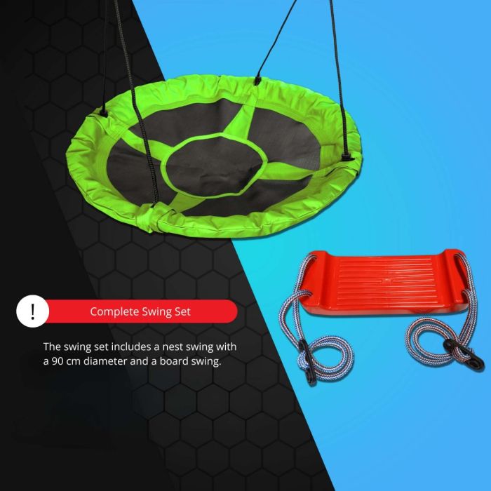 K-Sport nest swing and plastic seat included in complete children's swing set package