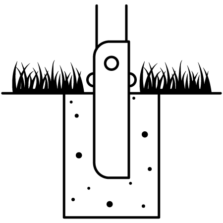 Icon showing concrete ground installation for outdoor fitness equipment
