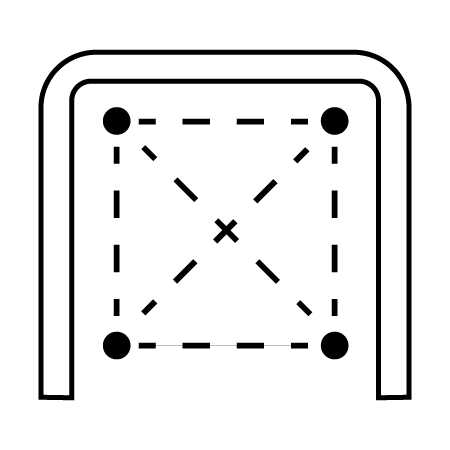 Icon showing reinforced double-bent steel construction
