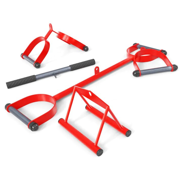 Lat pull handles and cable attachments for wall-mounted cable station
