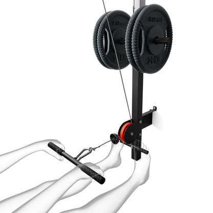 K-Sport ProMax in use for seated cable rows with two 20 kg weight plates loaded