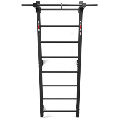 Metal fitness wall bars full front view, professional wall-mounted fitness ladder with pull-up bar
