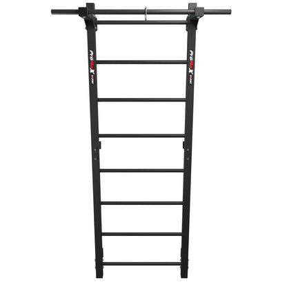 Front view of the metal wall bars with pull-up bar