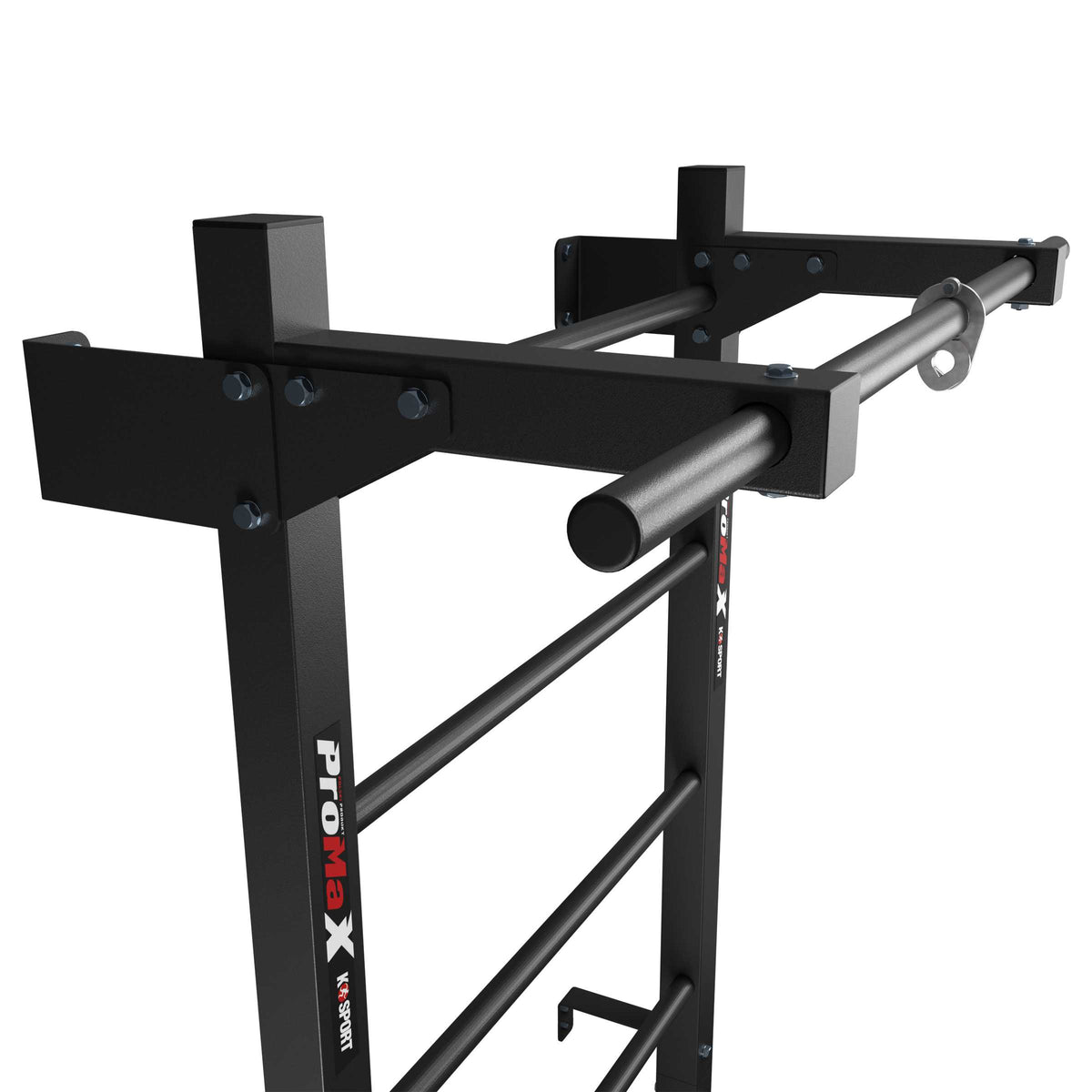 Close-up of the pull-up bar mount and wall fixing brackets