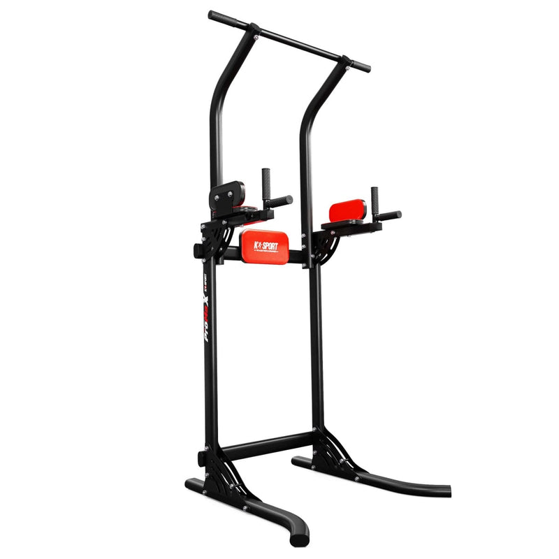 Full freestanding Multi-Function Dip & Pull Up Station designed for home gym calisthenics and bodyweight training