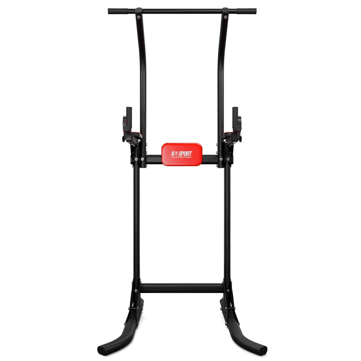 Straight-on front view of the Multi-Function Dip & Pull Up Station highlighting its symmetrical design and compact footprint