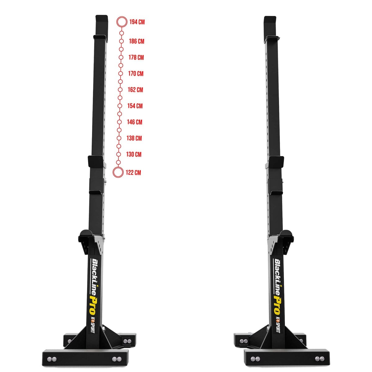 Barbell rack stand height adjustment from 122 to 194 cm