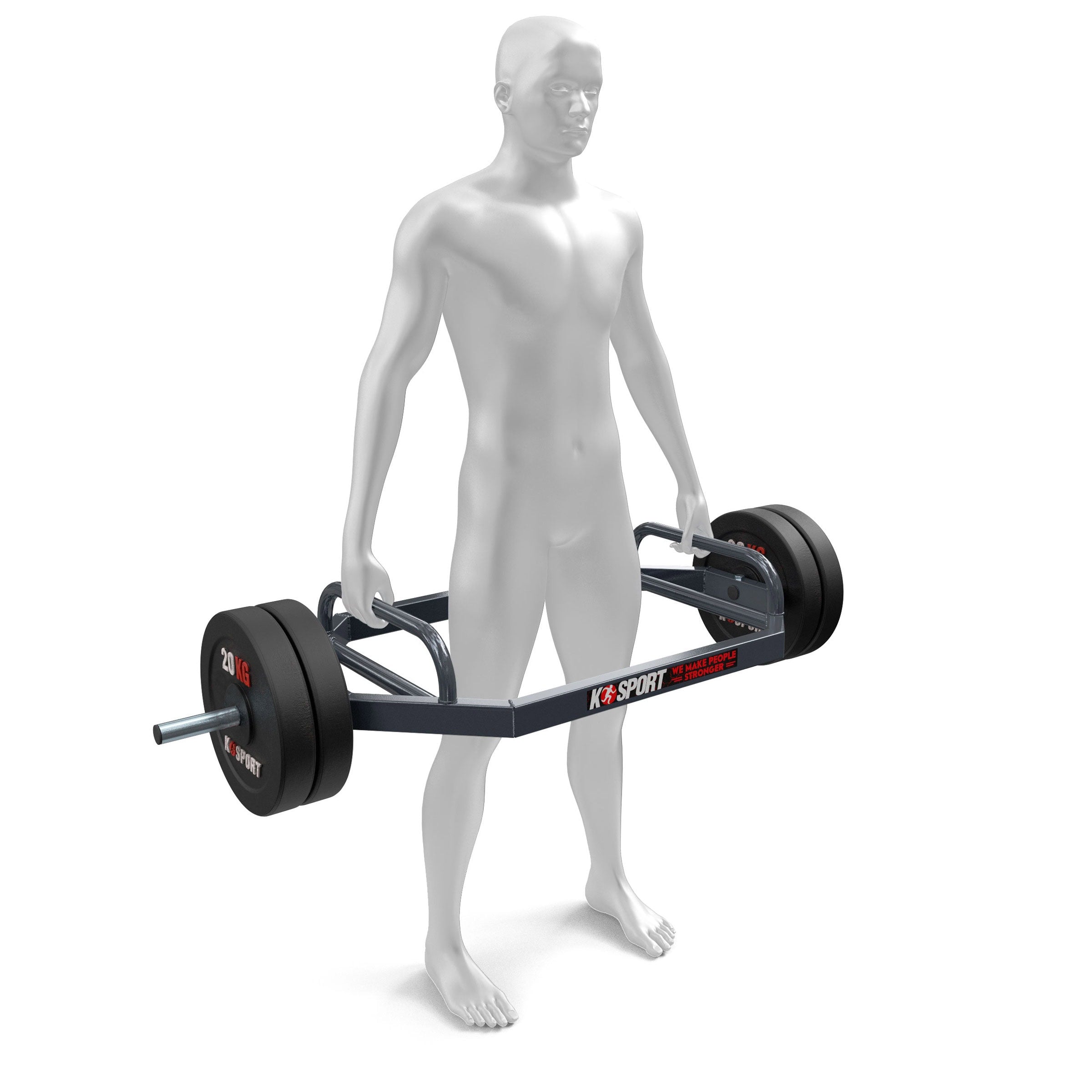 K-Sport Olympic trap bar shown during a loaded carry exercise