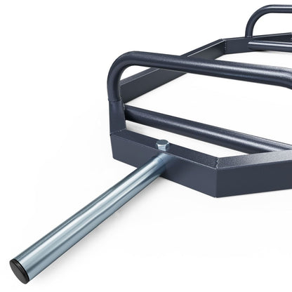 Close-up of weight plate sleeve on K-Sport Olympic trap bar