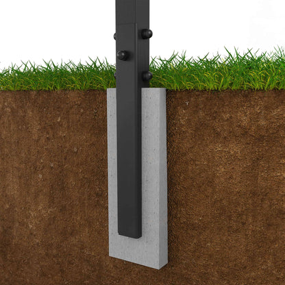 Ground-mounted outdoor pull-up and dip station with concrete foundation for stable installation