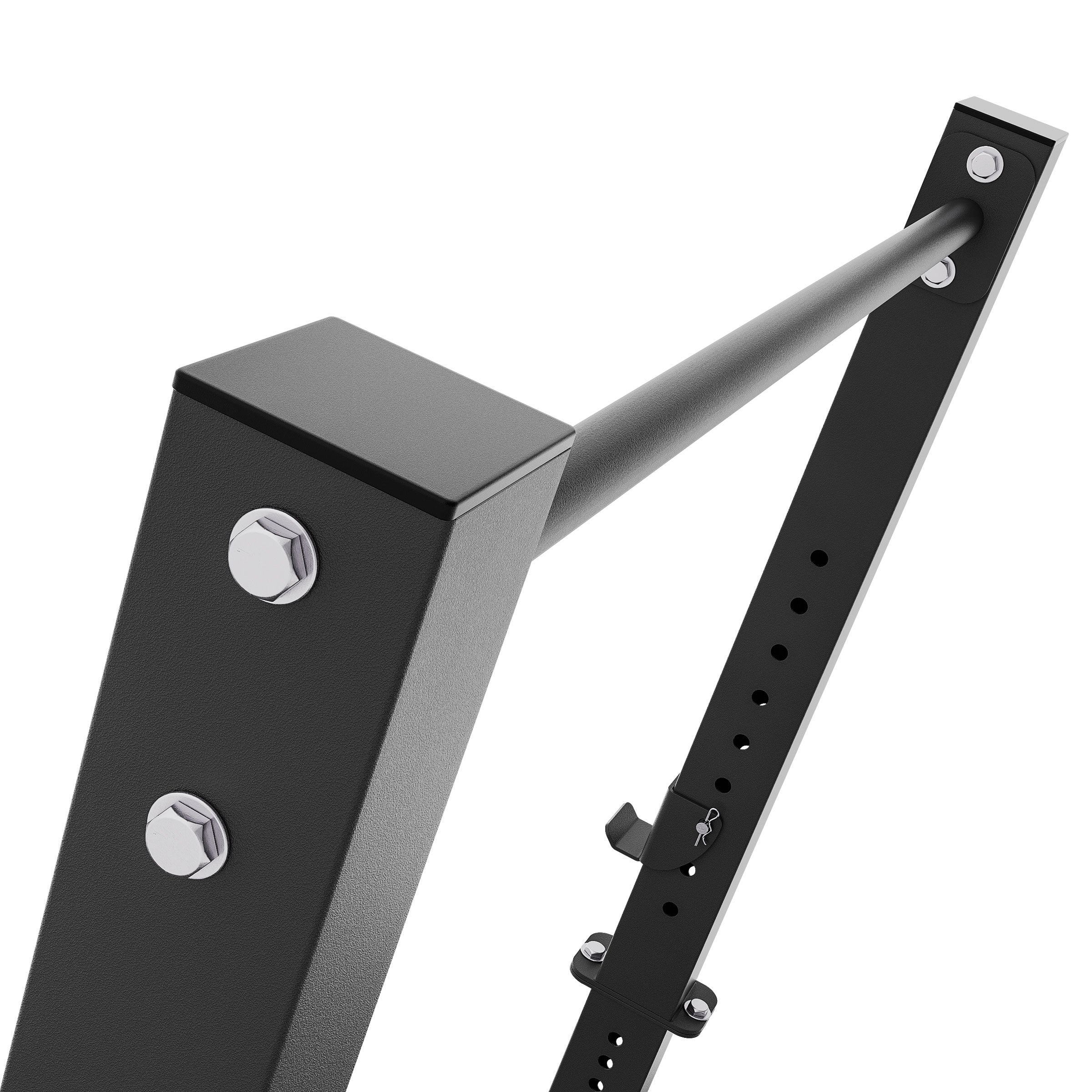 Integrated pull-up bar on squat rack