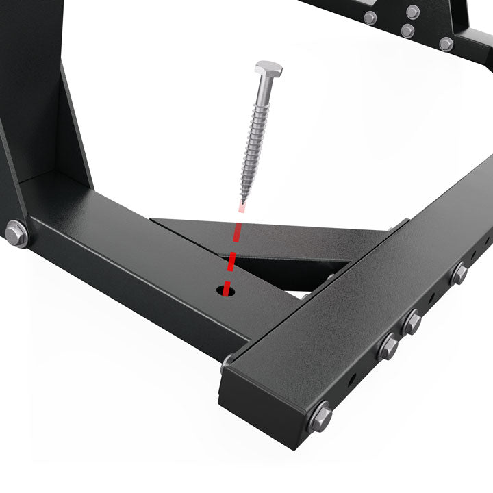 Floor mounting option for Black Line Pro squat rack with reinforced steel support frame