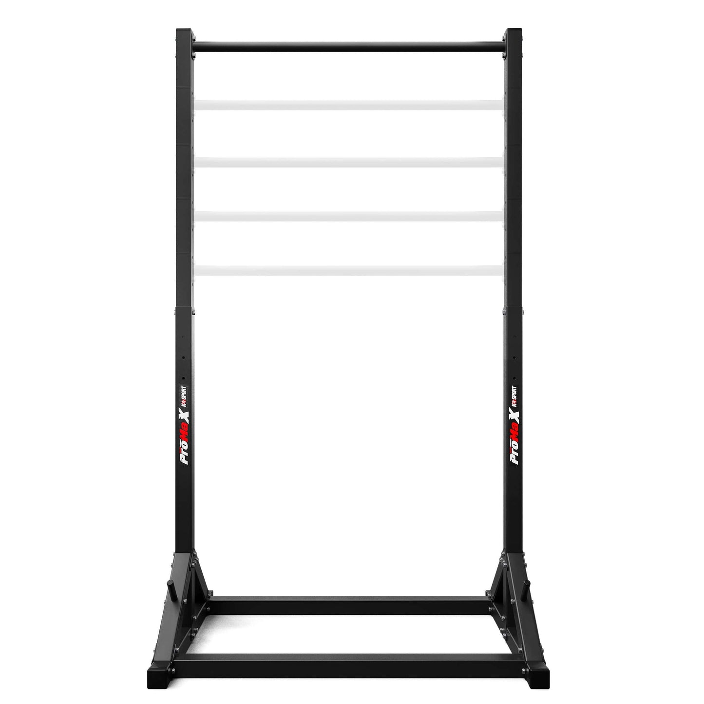 Front view of adjustable freestanding pull-up bar, standalone fitness rack for home workouts