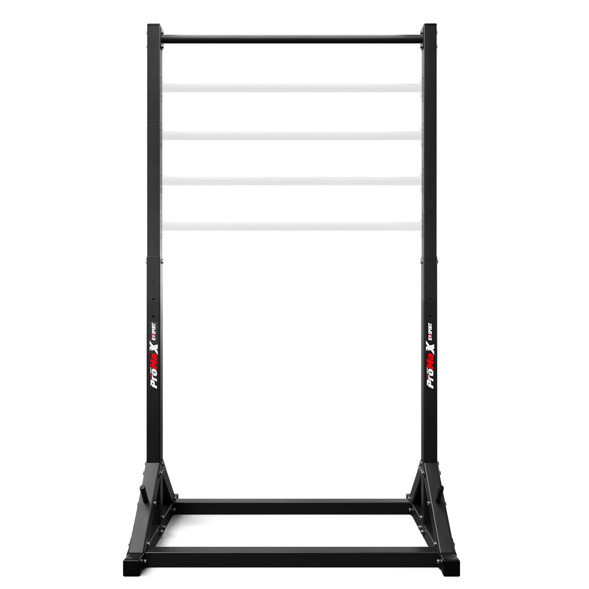 Front view of adjustable freestanding pull-up bar, standalone fitness rack for home workouts
