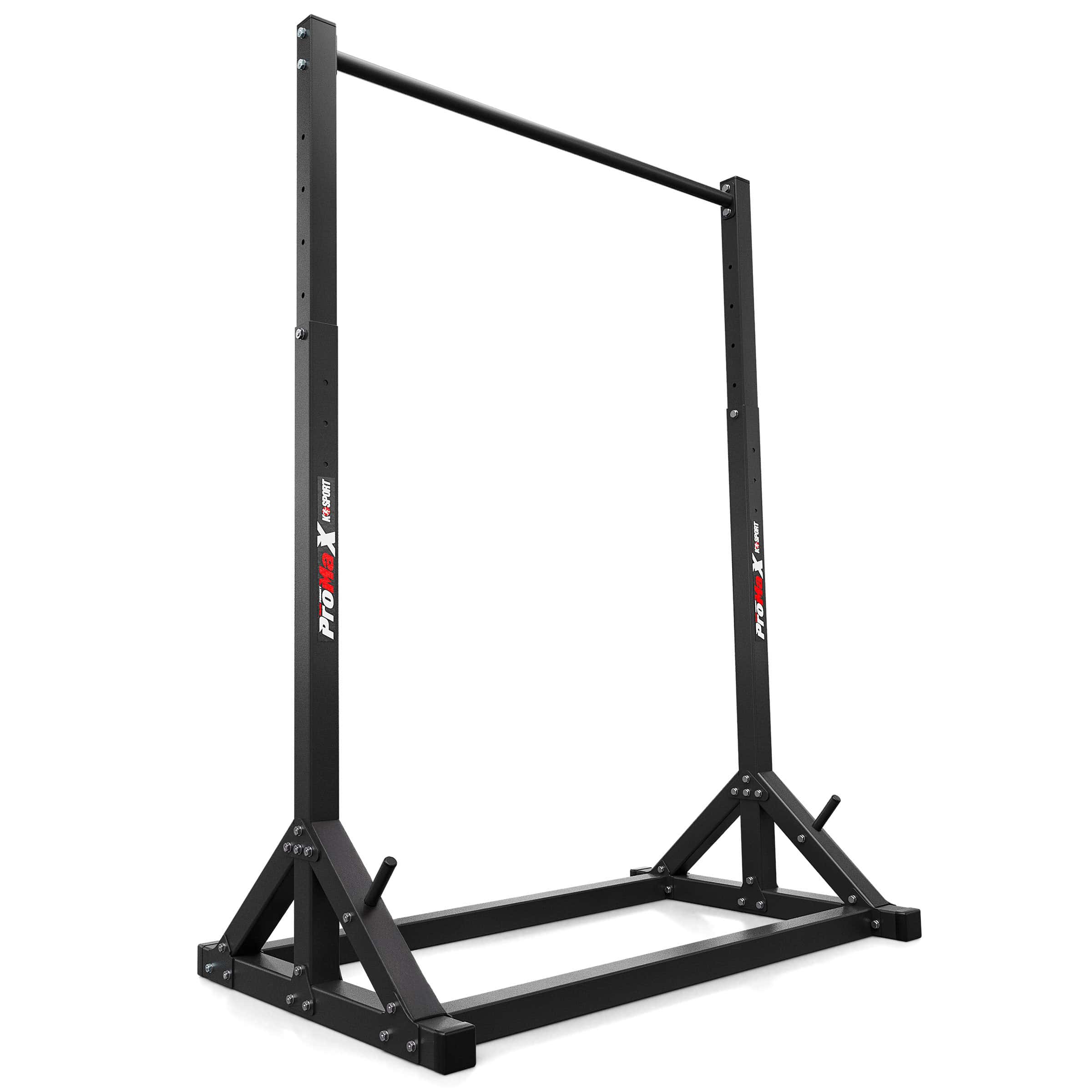 Close-up of height adjustment holes on freestanding pull up bar