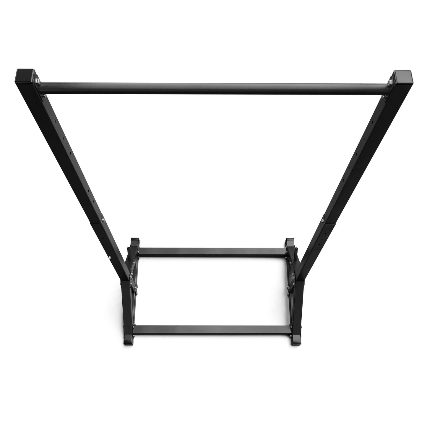 Top view of standalone pull-up bar highlighting wide grip bar and angled support frame