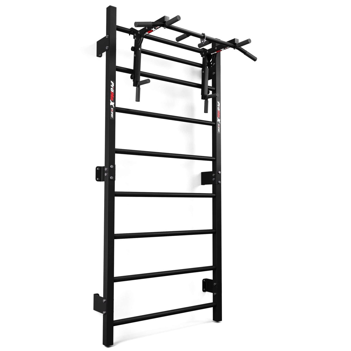 Swedish ladder wall bars with dip bar and pull-up attachment for home gym training