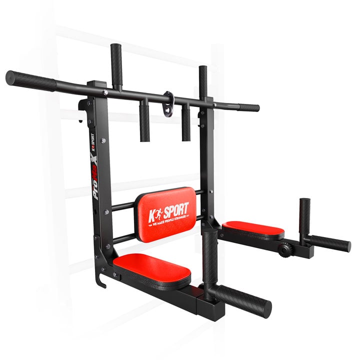 Swedish Ladder Wall Set dip station attachment with padded supports and multi-grip handles
