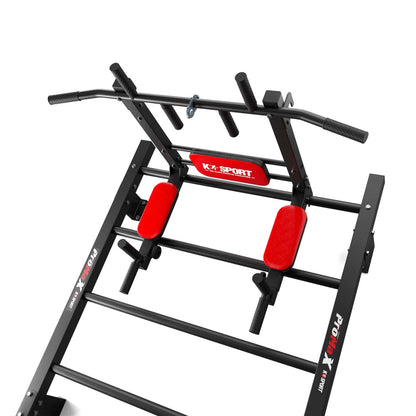 Swedish Ladder Wall Set upper section detail showing pull-up bar and padded arm supports