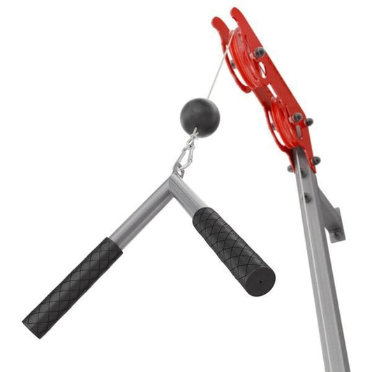 K-Sport V Bar Pushdown Cable Attachment connected to cable pulley