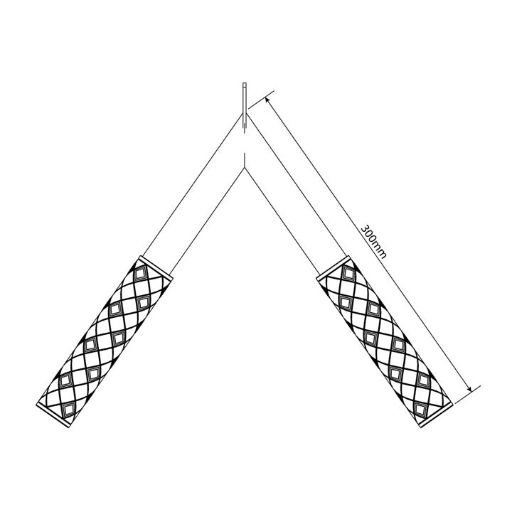 Technical dimensions of K-Sport V Bar Pushdown Cable Attachment – 300 mm handle arms