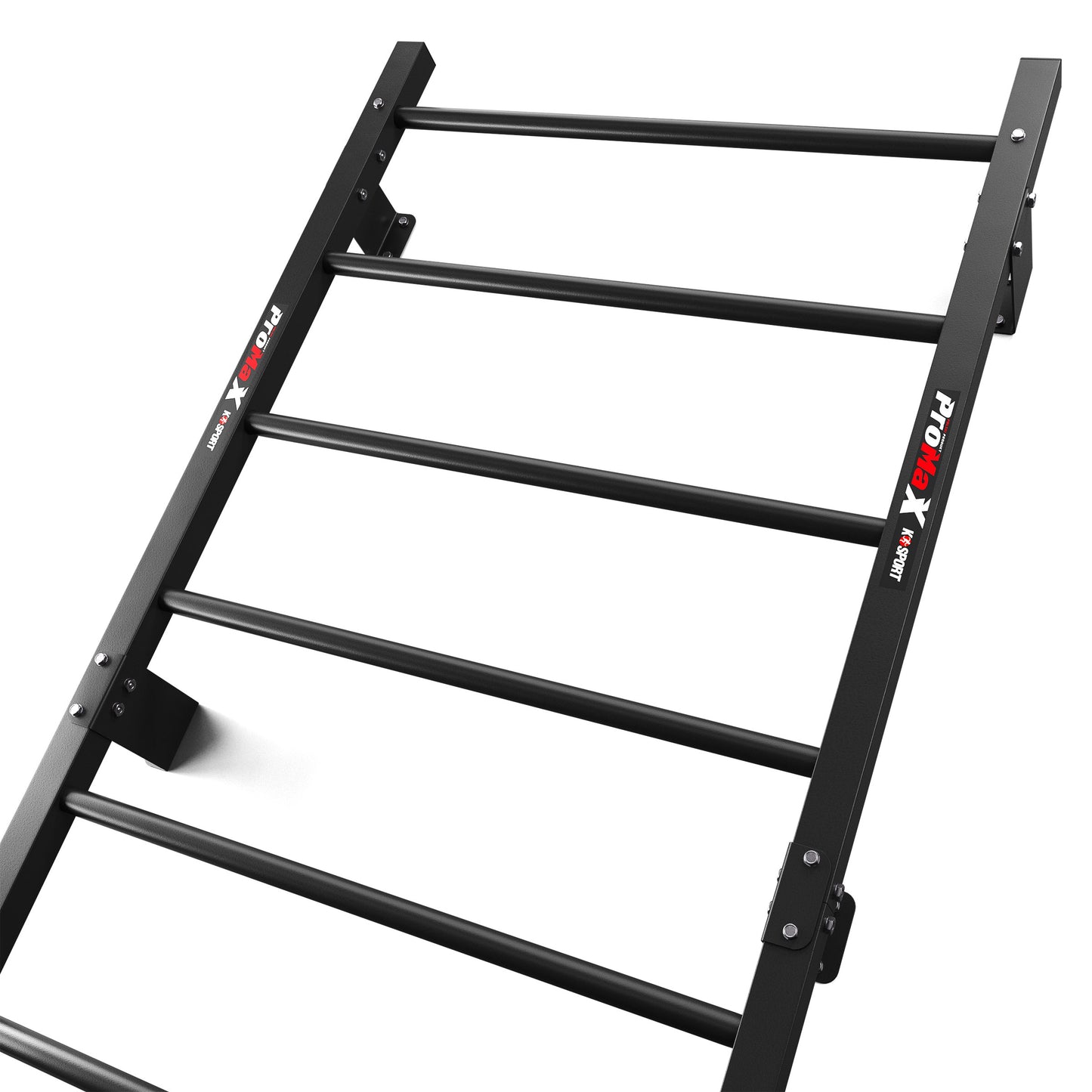 Close-up of reinforced mounting brackets and steel frame on heavy-duty wall bars for home gym