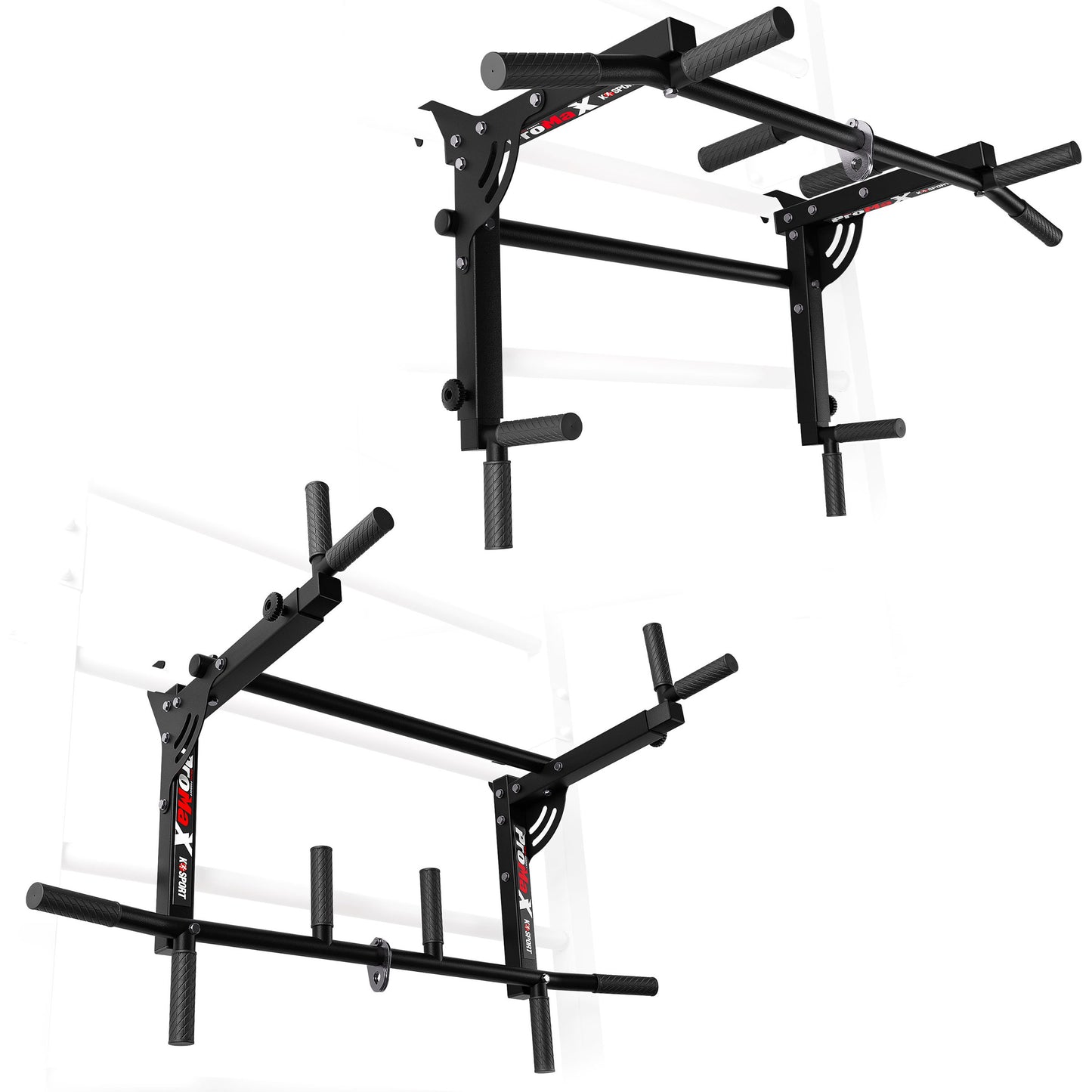 Wall Mounted Pull Up Bar and Dip Station 2 in 1 with Removable Design
