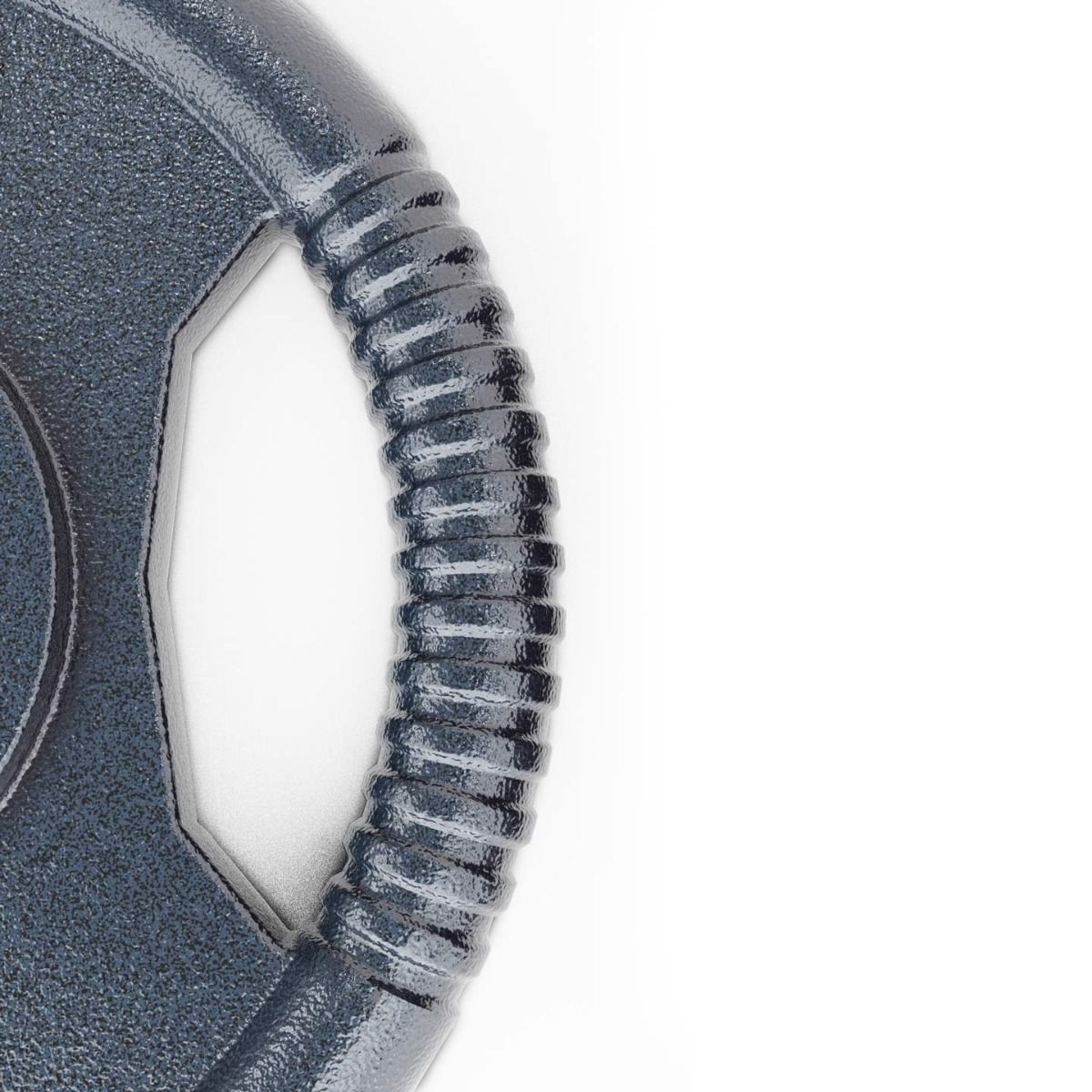 Close-up of integrated grip handle on K-Sport cast iron weight plate